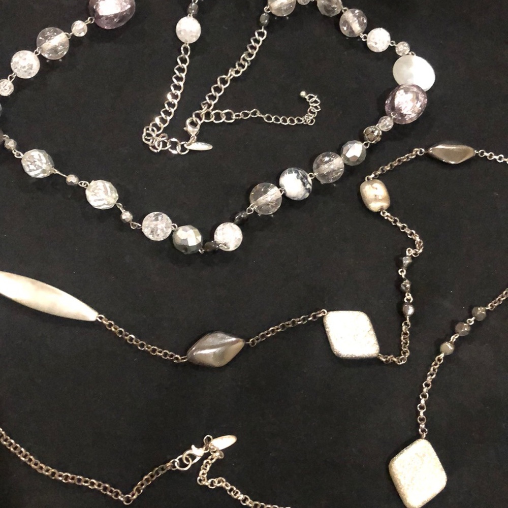 3/$24 NY & Co Lot of 2 Necklaces Gray Gunmetal